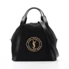 Saint Laurent Black Canvas Leather Tote Bag In Black