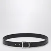 Saint Laurent Black Cassandre Belt In Grained Leather Men In Black