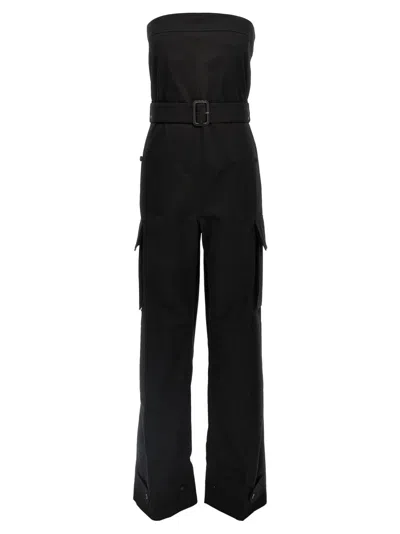 SAINT LAURENT BLACK CASSANDRE BUSTIER JUMPSUIT