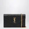 Saint Laurent Cassandre Envelope Leather Wallet On Chain In Black