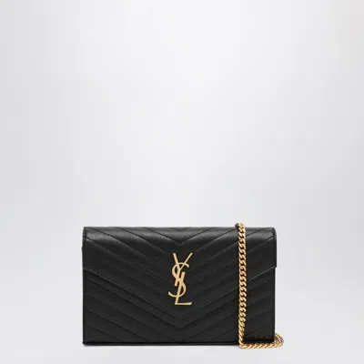 Saint Laurent Black Cassandre Chain Clutch Bag