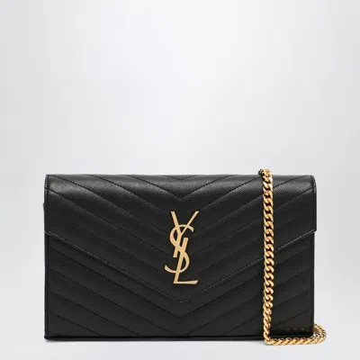 SAINT LAURENT BLACK CASSANDRE CHAIN CLUTCH BAG