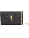Saint Laurent Black Cassandre Chain Crossbody Bag In Black