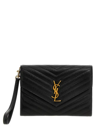 Saint Laurent Black Cassandre Clutch