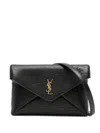 Saint Laurent Black Cassandre Crossbody Bag In Black