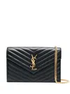 Saint Laurent Cassandre Chevron Chain Mini Bag In Black