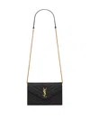 Saint Laurent Black Cassandre Envelope Chain Crossbody Bag In Black