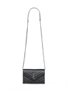Saint Laurent Black Cassandre Envelope Chain Wallet In Black