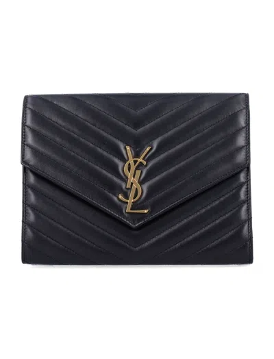 SAINT LAURENT WOMEN BLACK CASSANDRE MATELASSE CLUTCH, ONESIZE LUXURY CLUTCHES FOR WOMEN DARVEYS