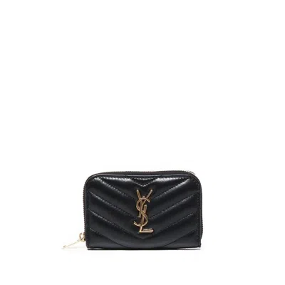Saint Laurent Black Cassandre Matelassé Wallet