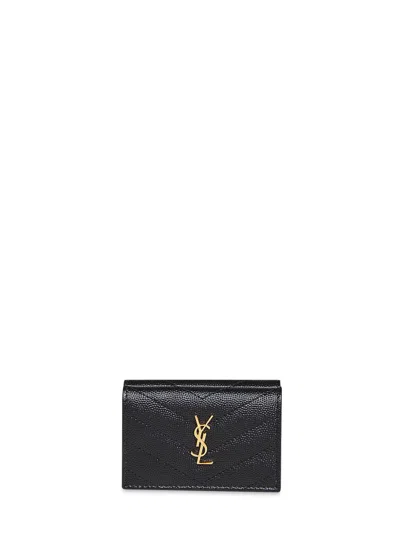 Saint Laurent Black Cassandre Origami Tiny Wallet