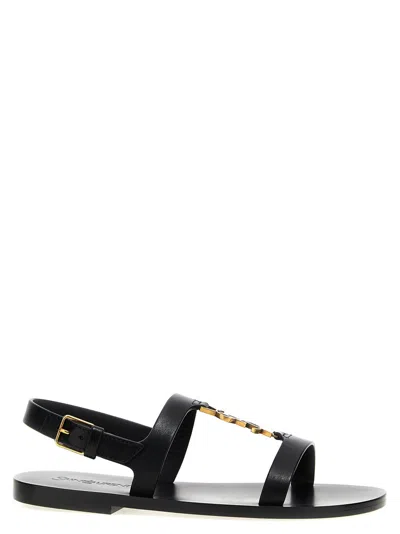SAINT LAURENT BLACK CASSANDRE SANDALS