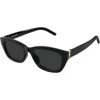 Saint Laurent Ysl 55mm Rectangular Acetate Sunglasses In Black