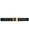 Saint Laurent Ysl Buckle Leather Belt In Black