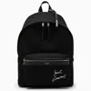 SAINT LAURENT BLACK CITY BACKPACK WITH EMBROIDERED AND LEATHER TRIM FOR MEN
