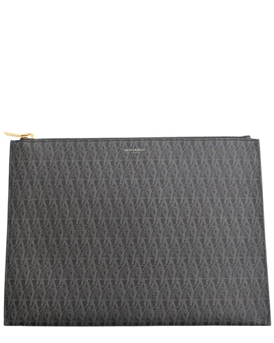 Saint Laurent Black Coated Canvas Classic Toile Monogram Document Holder  (authentic Pre-loved) In Multi