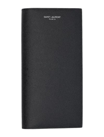 SAINT LAURENT BLACK CONTINENTAL LOGO WALLET