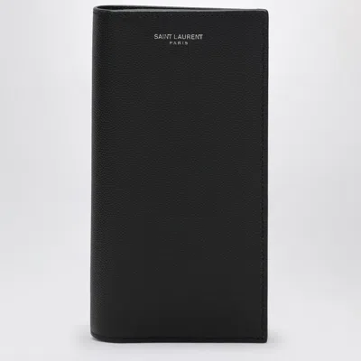 Saint Laurent Black Continental Wallet In Pebbled Leather
