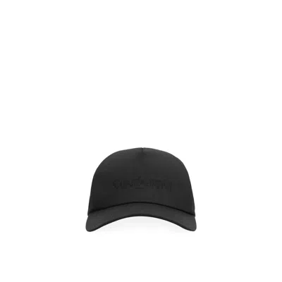 Saint Laurent Black Cotton And Linen Baseball Cap