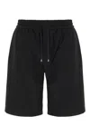 Saint Laurent Waist Drawstring Cotton Fleece Shorts In Nero