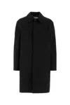 Saint Laurent Long Single-breasted Coat Featuring Side Pockets In Black