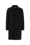 Saint Laurent Long Single-breasted Coat Featuring Side Pockets In Black