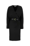 Saint Laurent Sheath Midi Dress In Black
