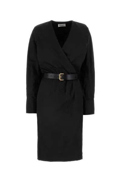 SAINT LAURENT SAINT LAURENT BLACK COTTON BLEND DRESS