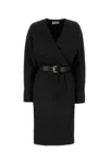 Saint Laurent Sheath Midi Dress In Black