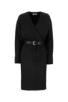 Saint Laurent Sheath Midi Dress In Black