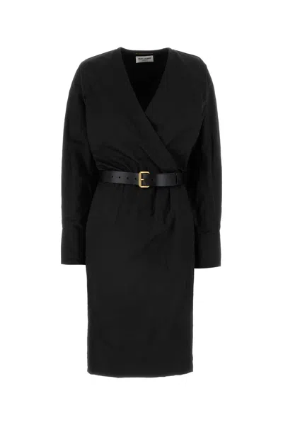 SAINT LAURENT BLACK COTTON BLEND DRESS