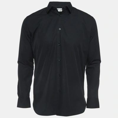 Pre-owned Saint Laurent Black Cotton Button Front Shirt M