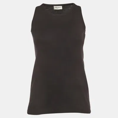 Pre-owned Saint Laurent Black Cotton Knit Tank Top S