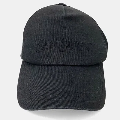 Pre-owned Saint Laurent Black Cotton Linen Cap