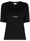 Saint Laurent Black Cotton Logo T-shirt In Black