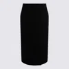 Saint Laurent Black Cotton Midi Skirt In Black