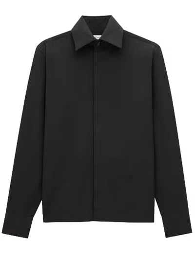 Saint Laurent Black Cotton Shirt In Green
