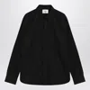 Saint Laurent Logo Embroidered Buttoned Shirt In Black