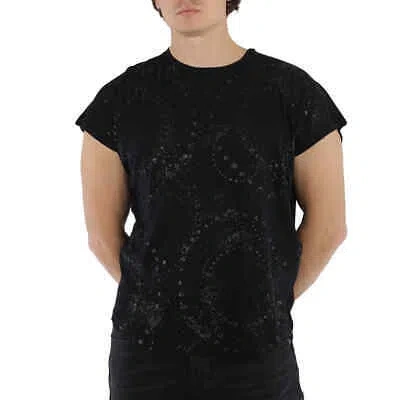 Pre-owned Saint Laurent Black Cotton Short Sleeve T-shirt With Galaxy Detail