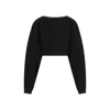 Saint Laurent Balloon-sleeves Cropped Sweatshirt In Black