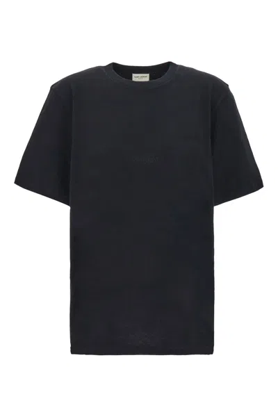 Saint Laurent Black Cotton T-shirt In 1000