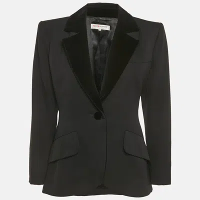 Pre-owned Saint Laurent Black Cotton Velvet Trim Single Breasted Blazer Xs