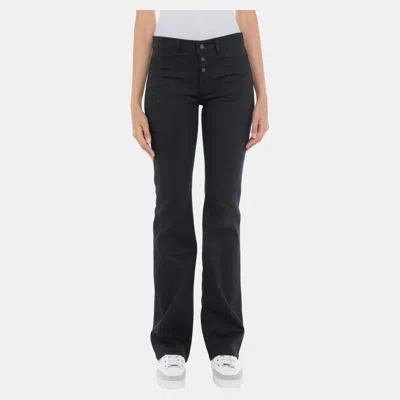 Pre-owned Saint Laurent Black Cotton Wide Leg Jeans M (size 29)