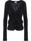 Saint Laurent Silk Ruffled Blouse In Black
