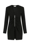Saint Laurent Plunge Neck Long Sleeve Romper