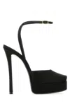Saint Laurent Black Crepe Le Scandal Sandals