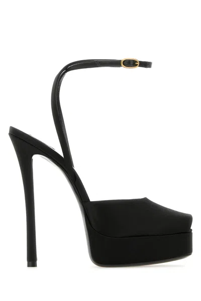 Saint Laurent Black Crepe Le Scandal Sandals