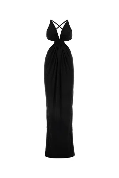 SAINT LAURENT BLACK CREPE LONG DRESS