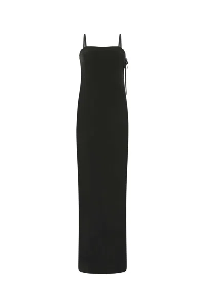 SAINT LAURENT BLACK CREPE LONG DRESS