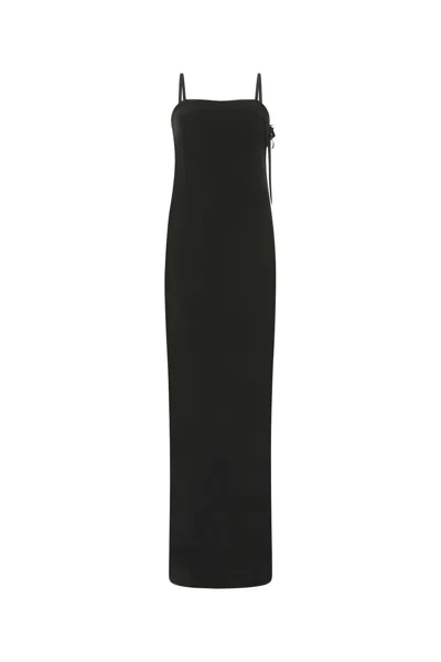 SAINT LAURENT SAINT LAURENT BLACK CREPE LONG DRESS